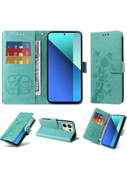 Xiaomi Redmi Not 13 Için Flip Case 4g Cardyuvaları Flip Deri Çiçek (Yurt Dışından)