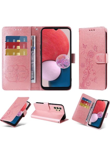 Samsung Galaxy A04 4g Cardyuvaları Flip Case Çiçek Deri (Yurt Dışından)