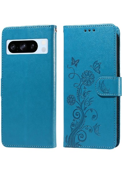 Google Piksel 8 Pro Deri Kart Yuvaları Için Flip Case Çiçek Flip (Yurt Dışından)
