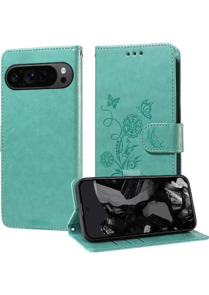 Google Piksel 9 Pro Xl Cardyuvaları Flip Çiçek Deri Için Flip Case (Yurt Dışından)