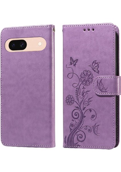 Google Piksel 8A Flip Çiçek Kart Yuvaları Deri Için Flip Case (Yurt Dışından)