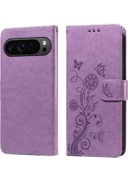 Google Piksel 9 Pro Xl Cardyuvaları Flip Çiçek Deri Için Flip Case (Yurt Dışından)
