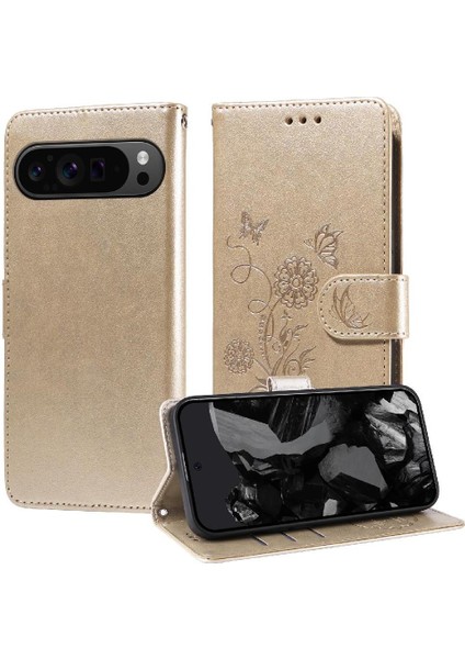 Google Piksel 9 Pro Xl Cardyuvaları Flip Çiçek Deri Için Flip Case (Yurt Dışından)