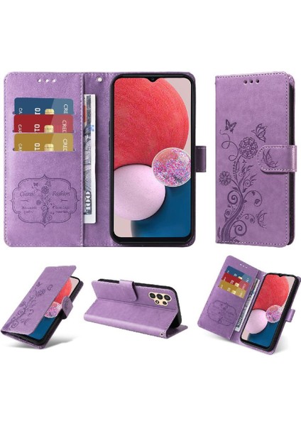 Samsung Galaxy A04 4g Cardyuvaları Flip Case Çiçek Deri (Yurt Dışından)