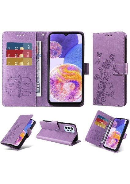Samsung Galaxy A23 4g Deri Çiçek Flip Kart Yuvaları Için Flip Case (Yurt Dışından)