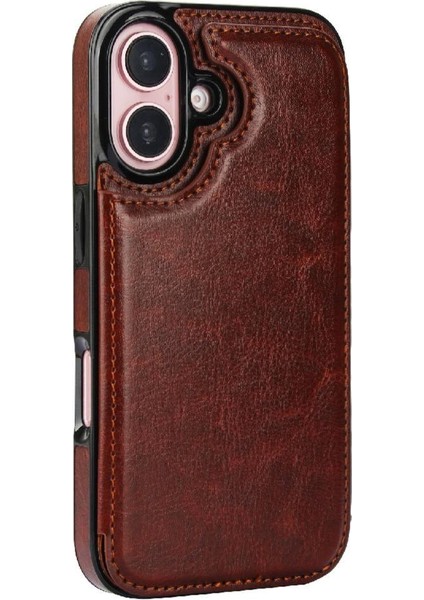 Kart Tutucu Pu ile IPhone 16 Artı Çift Manyetik Toka Için Cüzdan Kılıf (Yurt Dışından)