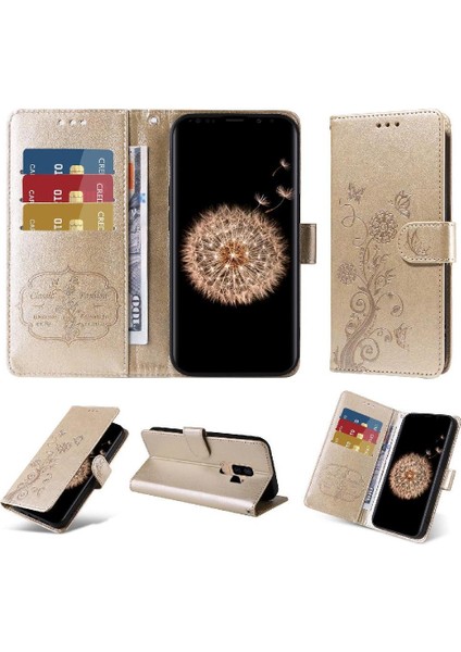 Samsung Galaxy S9 Artı Kart Yuvaları Flip Case Çiçek Deri (Yurt Dışından)