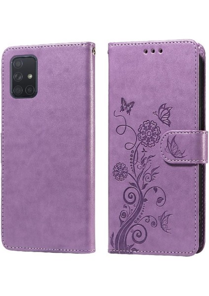 Samsung Galaxy A71 4g Deri Flip Kart Yuvaları Çiçek Için Flip Case (Yurt Dışından)