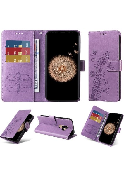 Samsung Galaxy S9 Artı Kart Yuvaları Flip Case Çiçek Deri (Yurt Dışından)