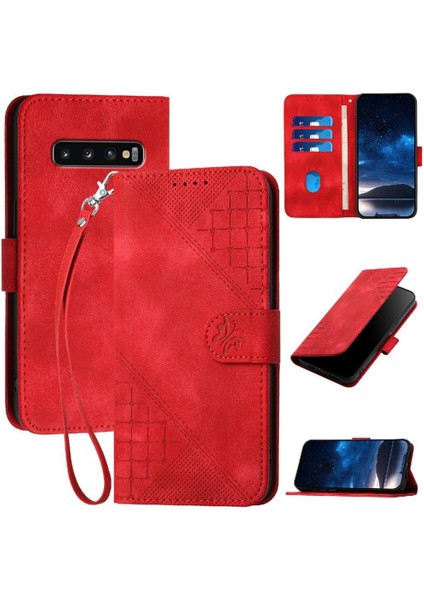 Samsung Galaxy S10 Kabartmalı Kelebek Yüksek Kaliteli Deri Için Flip Case (Yurt Dışından)