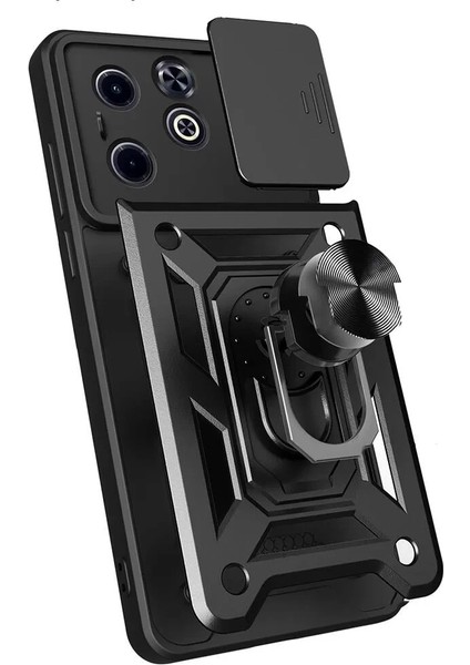 Infinix Hot 40I Kılıf Magnetik Standlı Kamera Korumalı Sürgülü Yüzüklü Tasarım Armor Vega