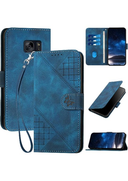 Ayrılabilir El Kayışı Kabartmalı Samsung Galaxy S7 Kenar Için Flip Case (Yurt Dışından)