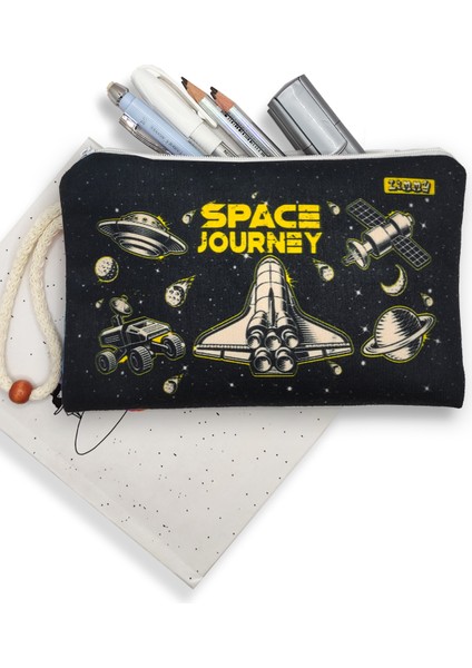 Uzay Mekiği Space Shuttle Desenli Kalem Kutusu Yıkanabilir Bez Kalemlik fiyatları