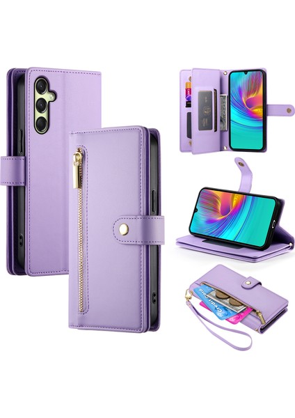 Samsung Galaxy A16 Fermuarlı Cep Cüzdan Deri Telefon Kılıfı Askılı (Yurt Dışından)