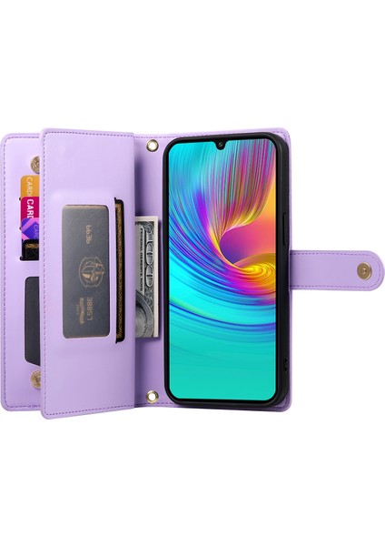 Samsung Galaxy A16 Fermuarlı Cep Cüzdan Deri Telefon Kılıfı Askılı (Yurt Dışından)