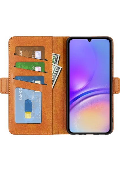 Samsung Galaxy A06 Standlı Kılıf Buzağı Dokulu Deri Cüzdan Telefon Kapağı (Yurt Dışından)