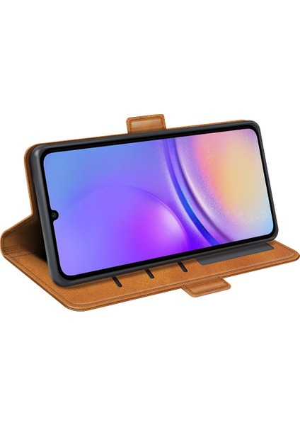 Samsung Galaxy A06 Standlı Kılıf Buzağı Dokulu Deri Cüzdan Telefon Kapağı (Yurt Dışından)