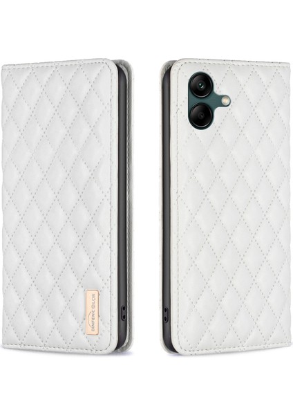 Samsung Galaxy A06 Kart Yuvaları Eşkenar Dörtgen Deri Kapak (Yurt Dışından)