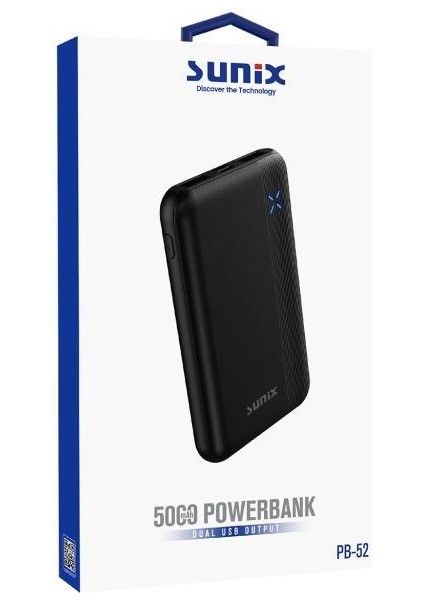 5000 Mah Çift USB Çıkışlı Powerbank Siyah Pb-52