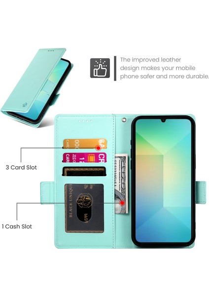 Samsung Galaxy A06 Standlı Kılıf Pu Deri Cüzdan Telefon Kapağı (Yurt Dışından)