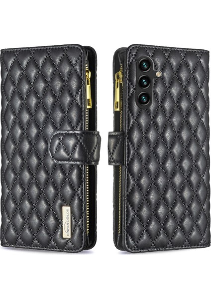Samsung Galaxy A16 Deri Fermuarlı Cep Eşkenar Dörtgen Telefon Kapağı (Yurt Dışından)