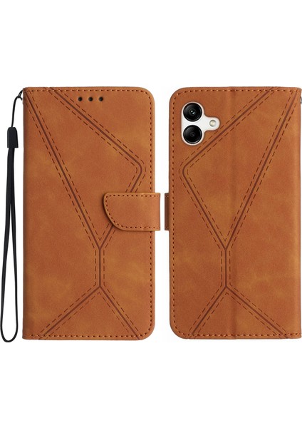 Samsung Galaxy A06 Skin-Touch Lines Pu Deri Telefon Kılıfı (Yurt Dışından)