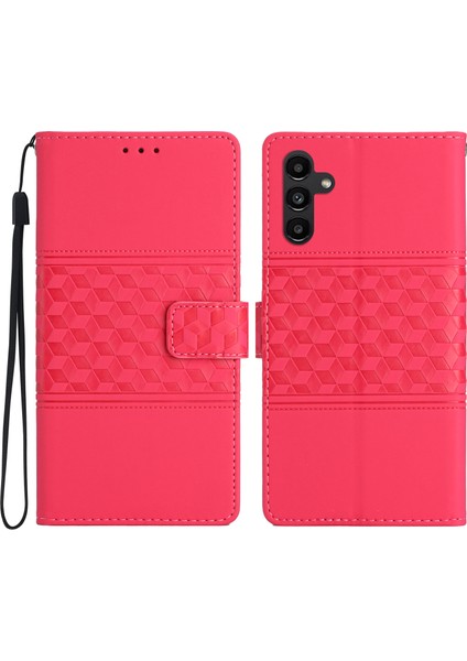Samsung Galaxy A16 Eşkenar Dörtgen Deri Yatay Çevirmeli Telefon Kapağı (Yurt Dışından)