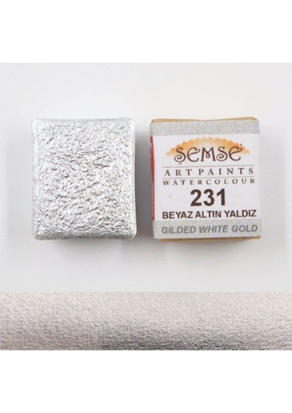 231 Beyaz Altın Yaldız El Yapımı Mührelenebilir Yaldız Suluboya Yarım Tava