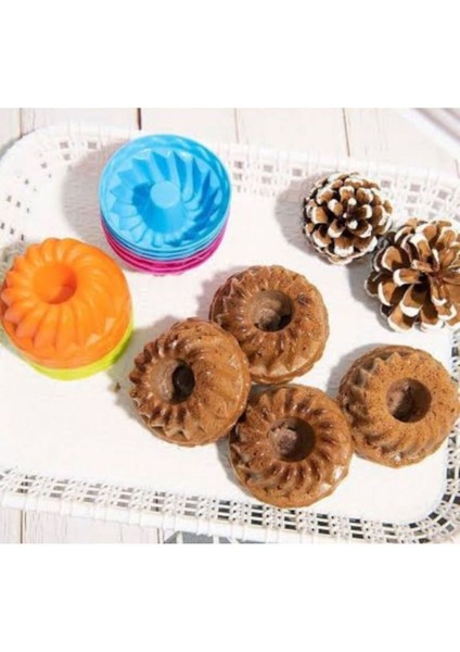 Holly Home 24'lü Yıkanabilir Mini Chef Göbekli Muffin Pişirme Kalıbı, Silikon Kek, Cupcake, Hamur Işi Kap