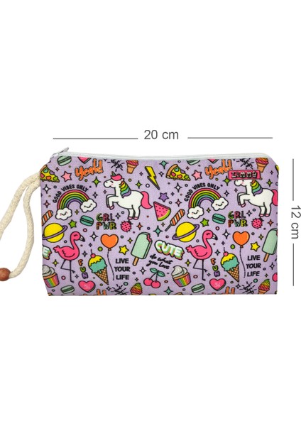 Mor Unicorn Flamingo Desenli Kalem Kutusu Yıkanabilir Bez Kalemlik indirimleri