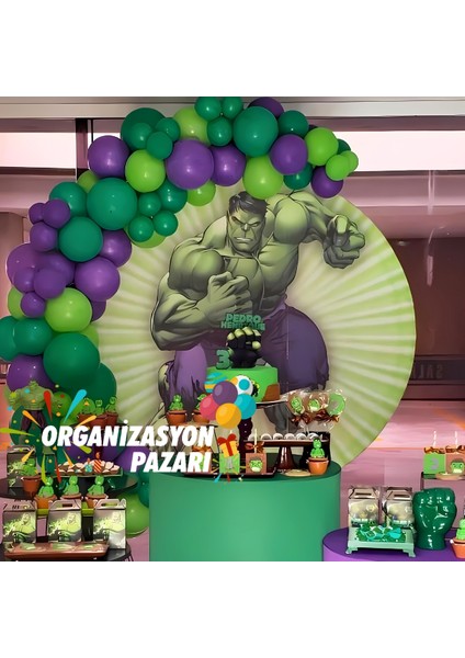 Balon Seti Koyu Yeşil-Açık Yeşil-Mor 60 Lı Balon Zinciri Seti