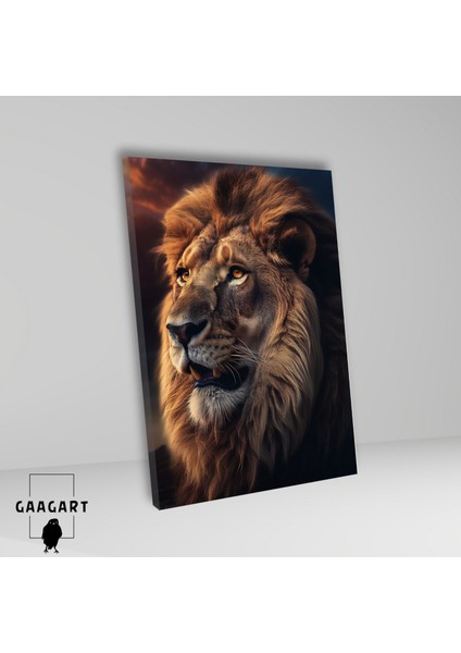 Tekli Dikey Kanvas Duvar Tablosu Yan Çekim Aslan Görseli fiyatları