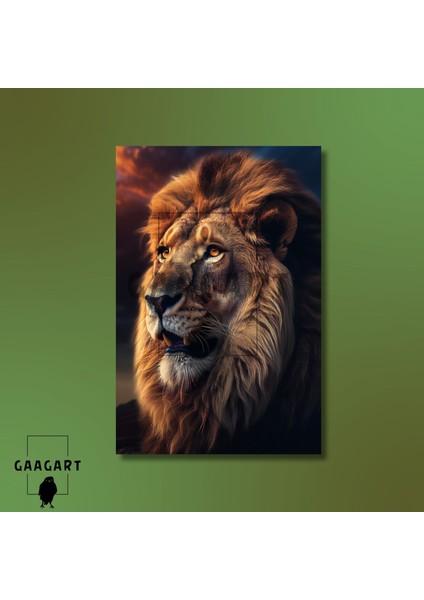Tekli Dikey Kanvas Duvar Tablosu Yan Çekim Aslan Görseli modelleri