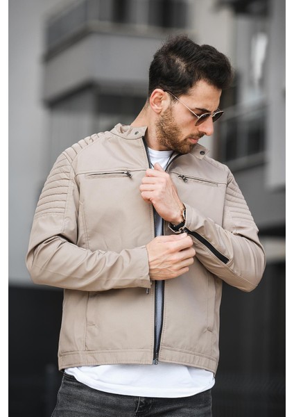 Abuja Slim Fit Fermuar Detaylı Dik Yaka Su Itici Erkek Mevsimlik Mont modelleri