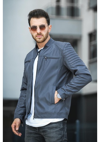 Abuja Slim Fit Fermuar Detaylı Dik Yaka Su Itici Erkek Mevsimlik Mont modelleri