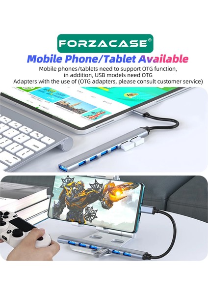 USB 2.0 To Usb/type-C Port Çoğaltıcı Hub 7in1 Otg Adaptör 6lı USB Çoklayıcı - FC751