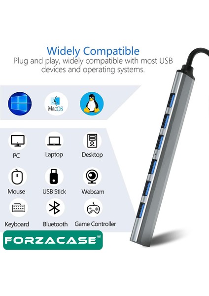 USB 2.0 To Usb/type-C Port Çoğaltıcı Hub 7in1 Otg Adaptör 6lı USB Çoklayıcı - FC751