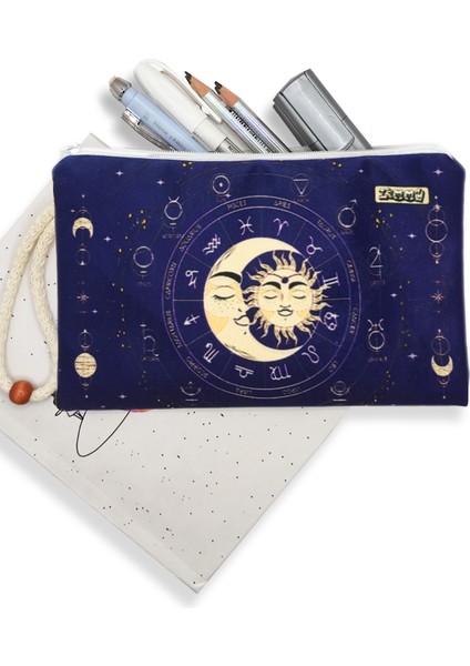 Tarot Ay Güneş Desenli Kalem Kutusu Yıkanabilir Bez Kalemlik fiyatları