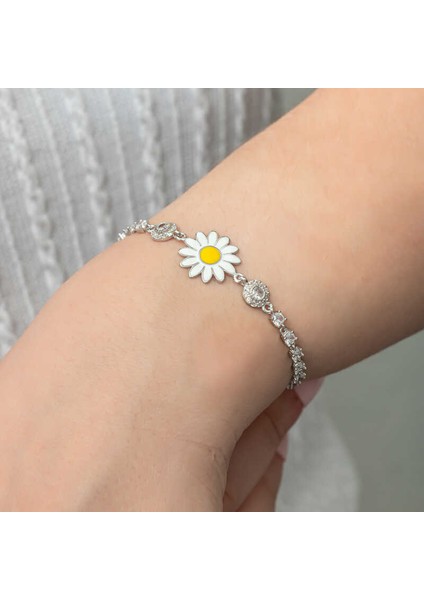 Gümüş Papatya Su Yolu Kadın Bileklik modelleri