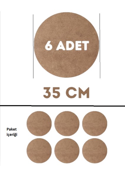 35 cm Çap 6 Adet Ahşap Supla