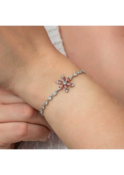 Gümüş Kırmızı Lotus Çiçeği Su Yolu Kadın Bileklik modelleri