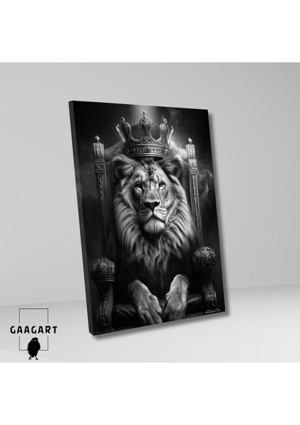 Tekli Dikey Kanvas Duvar Tablosu Siyah Beyaz Kral Aslan Görseli fiyatları