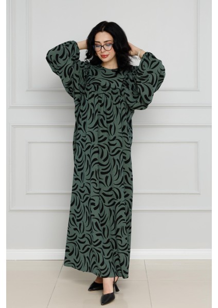 Robalı Baskılı Karin Elbise-Yeşil fiyatları