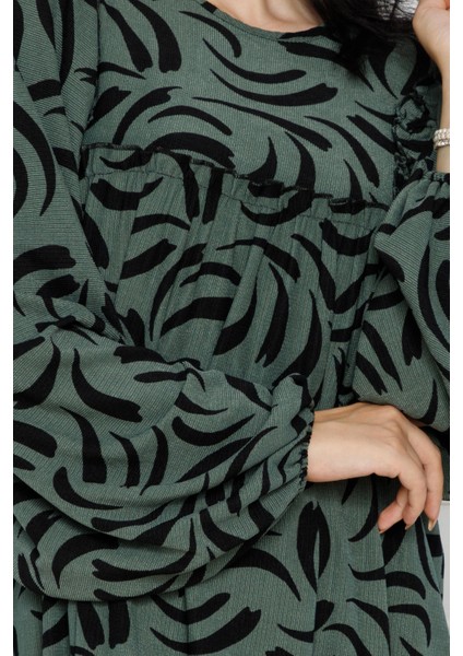 Robalı Baskılı Karin Elbise-Yeşil fırsatları