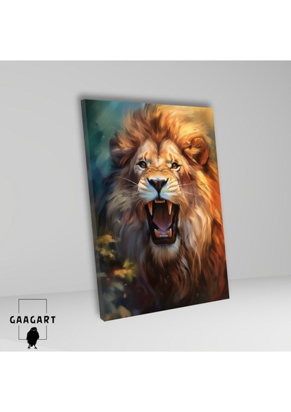 Tekli Dikey Kanvas Duvar Tablosu Soyut Kükreyen Aslan fiyatları