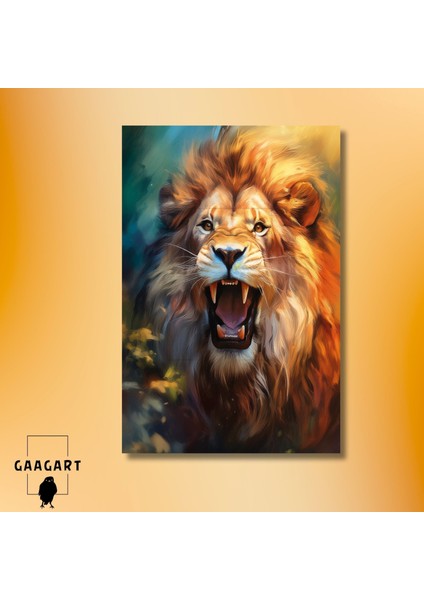 Tekli Dikey Kanvas Duvar Tablosu Soyut Kükreyen Aslan modelleri