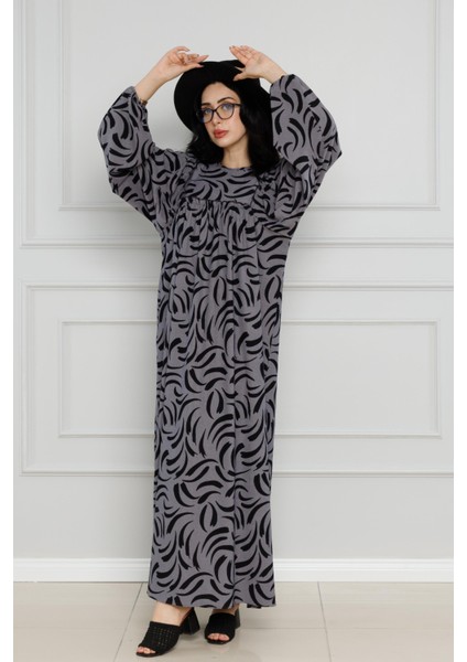 Robalı Baskılı Karin Elbise-Gri fiyatları