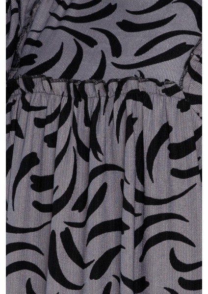 Robalı Baskılı Karin Elbise-Gri indirimleri