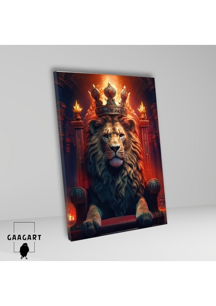 Tekli Dikey Kanvas Duvar Tablosu Gösterişli Kral Aslan Görseli fiyatları