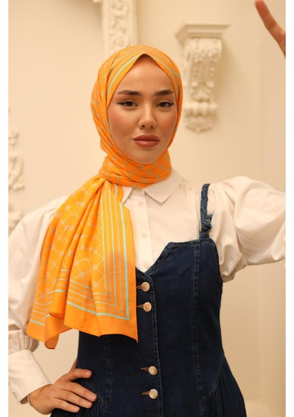 Olinda Şal 49005-20 Turuncu, Turkuaz Mavi